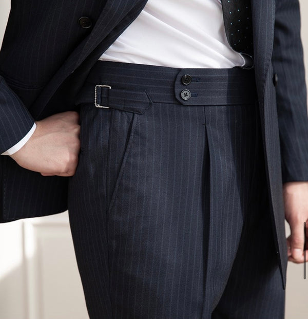 Navy Flannel Chalk Stripe 2 Piece Suit