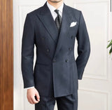 Navy Flannel Chalk Stripe 2 Piece Suit