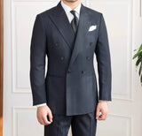 Navy Flannel Chalk Stripe 2 Piece Suit